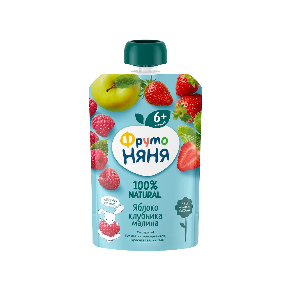 Apple, strawberry and raspberry puree