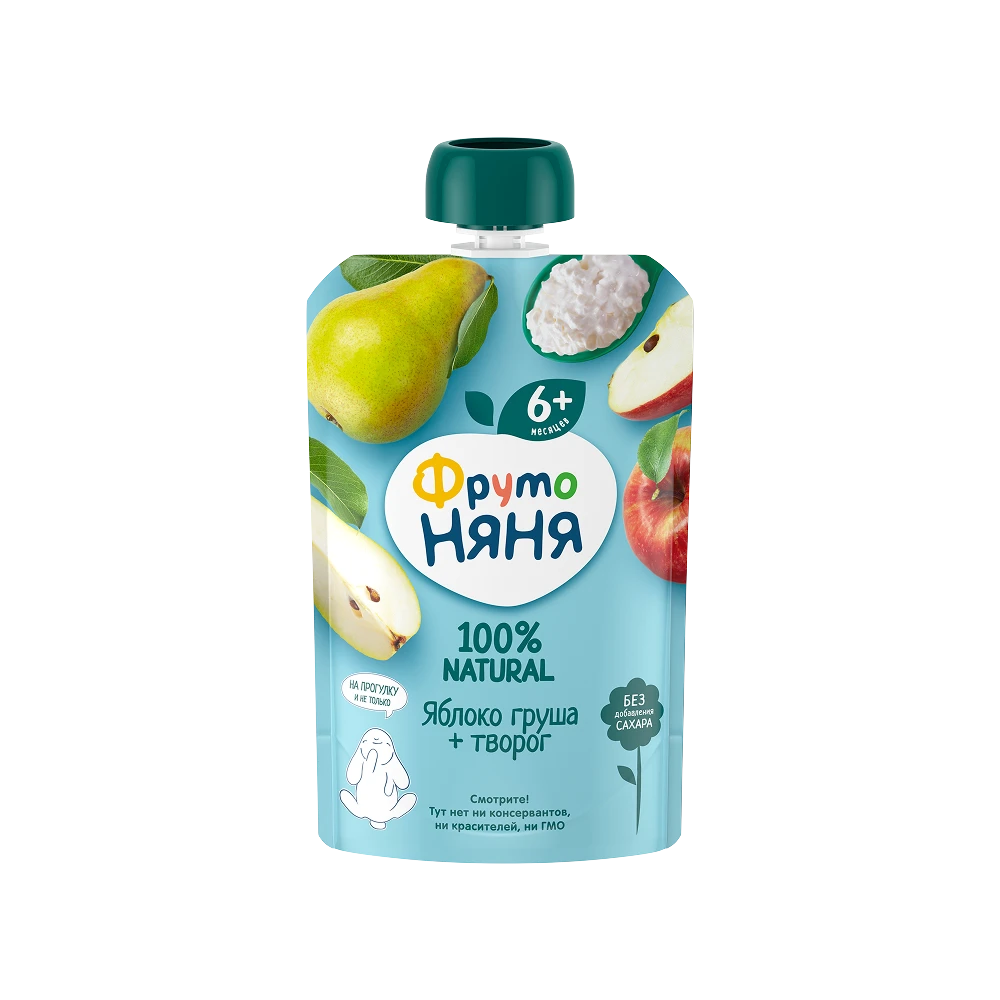 Apple, pear and cottage cheese puree