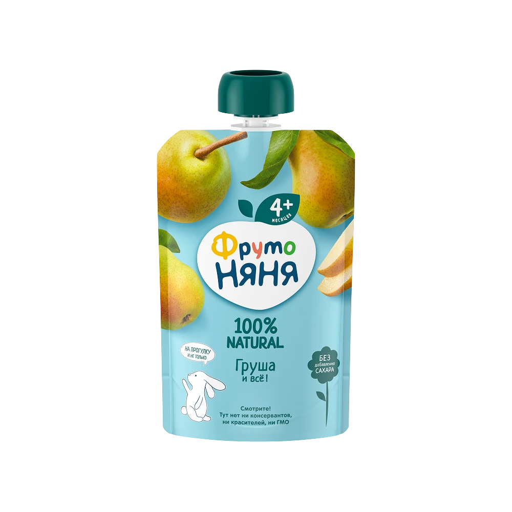 Pear puree in a soft package