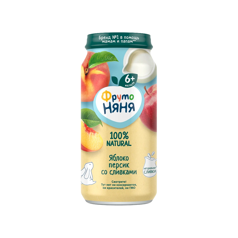 Creamy apple and peach puree