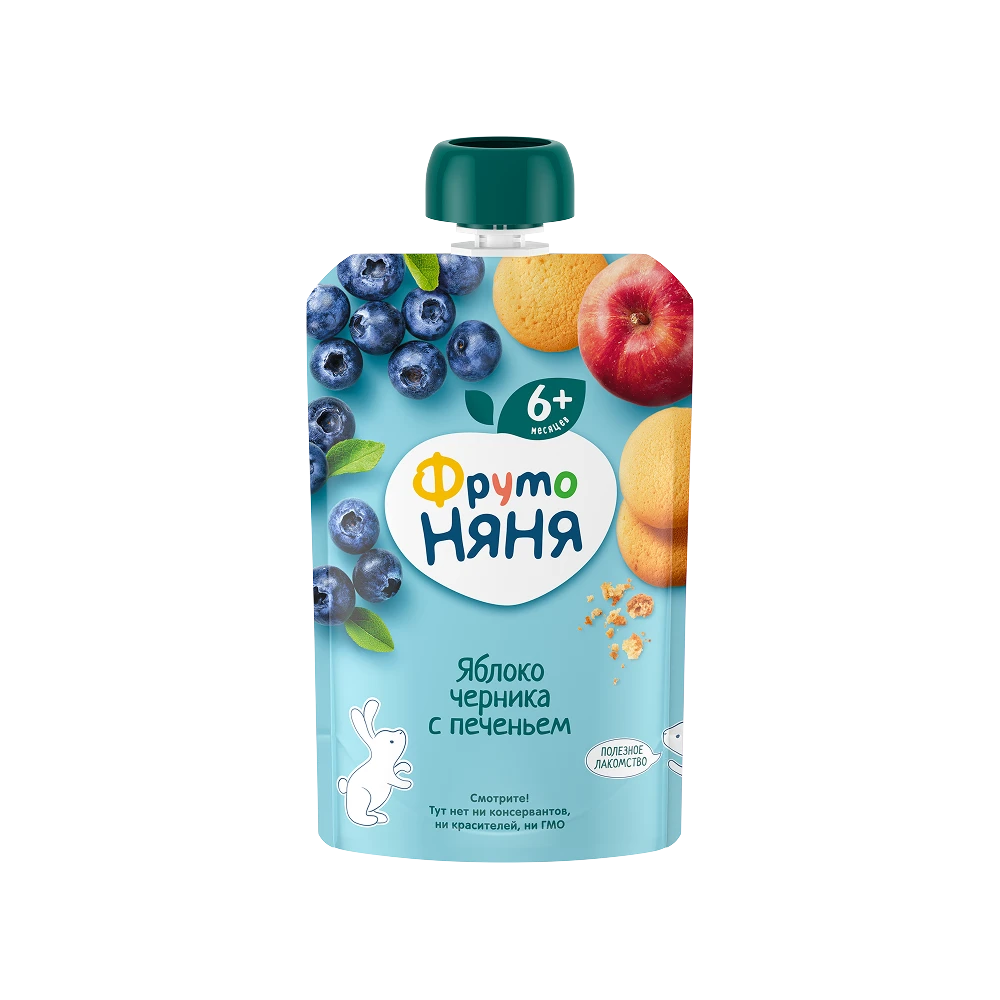 Apple and blueberry puree with cookies